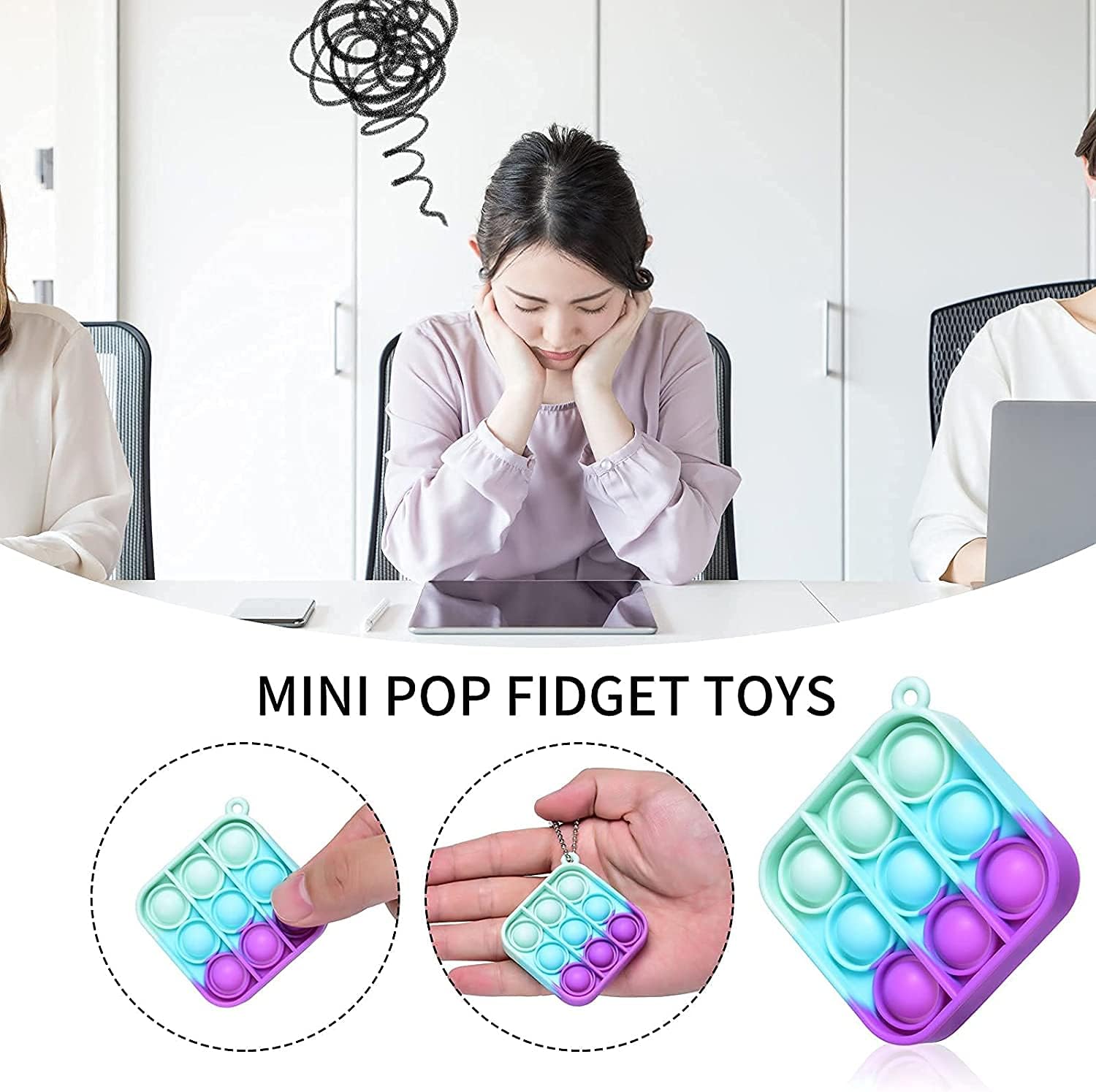24 Pack Mini Pop Fidget Toy Keychain, Sensory Stress Relief Hand Toy for Kids R9203