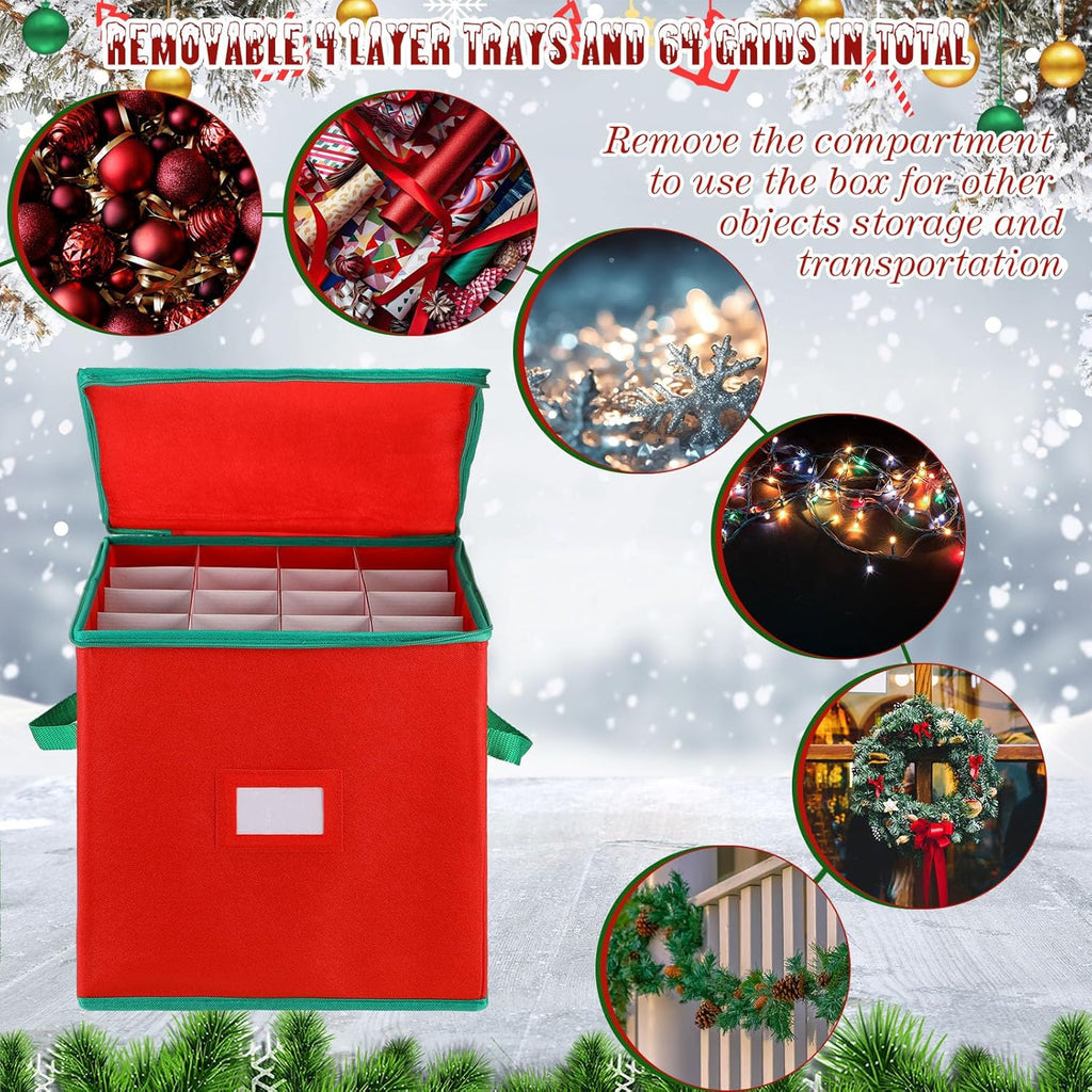 Christmas Ornament Storage Box 16 Trays for 256 Ornaments with Adjustable Dividers N650
