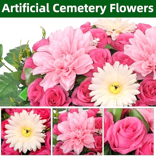 Artificial Cemetery Flower Saddle for Headstone Memorial Decorations, Light Blue K591112