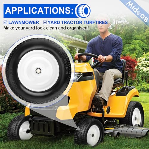 15x6.00-6 Lawn Mower Tires Flat Free with Wheels, 2 Pcs I1083