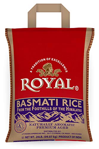 Authentic Royal Naturally Aged Long Grain Indian White Basmati Rice 20 Pound H231571