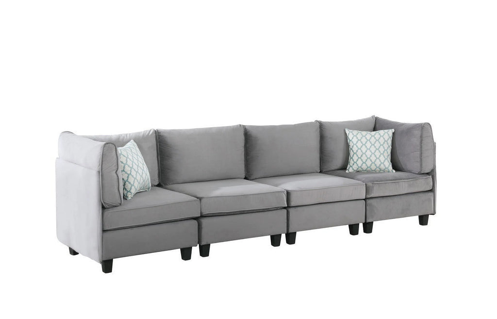 Zelmira Velvet 6-Piece Modular Sectional Sofa, Gray U455177