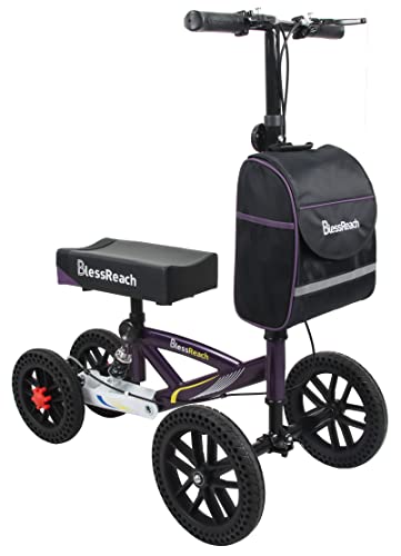 Knee Scooter, All Terrain Foldable Knee Scooter Walker, Disc Brake Knee Walker for Foot Injuries Compact Crutches Alternative