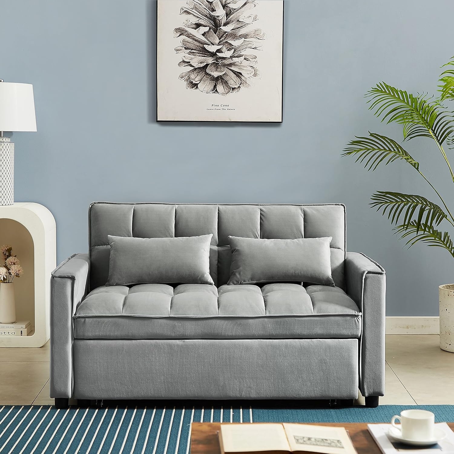 Eafurn Convertible Sleeper Sofa Bed with Adjustable Backrest, Grey E147724
