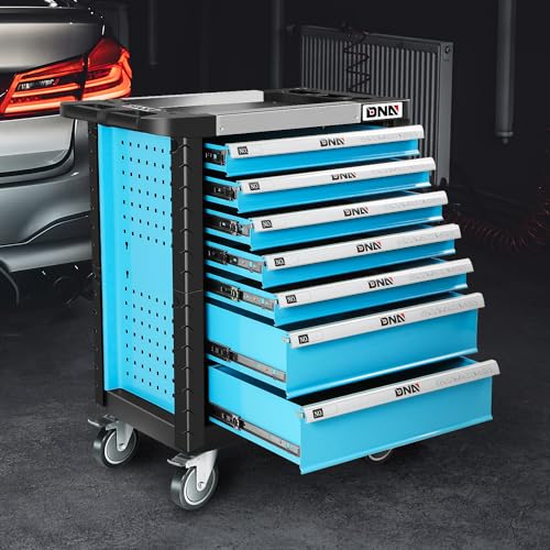 DNA MOTORING 7-Drawer Rolling Tool Cabinet Chest with Keyed Locking System, Green M137