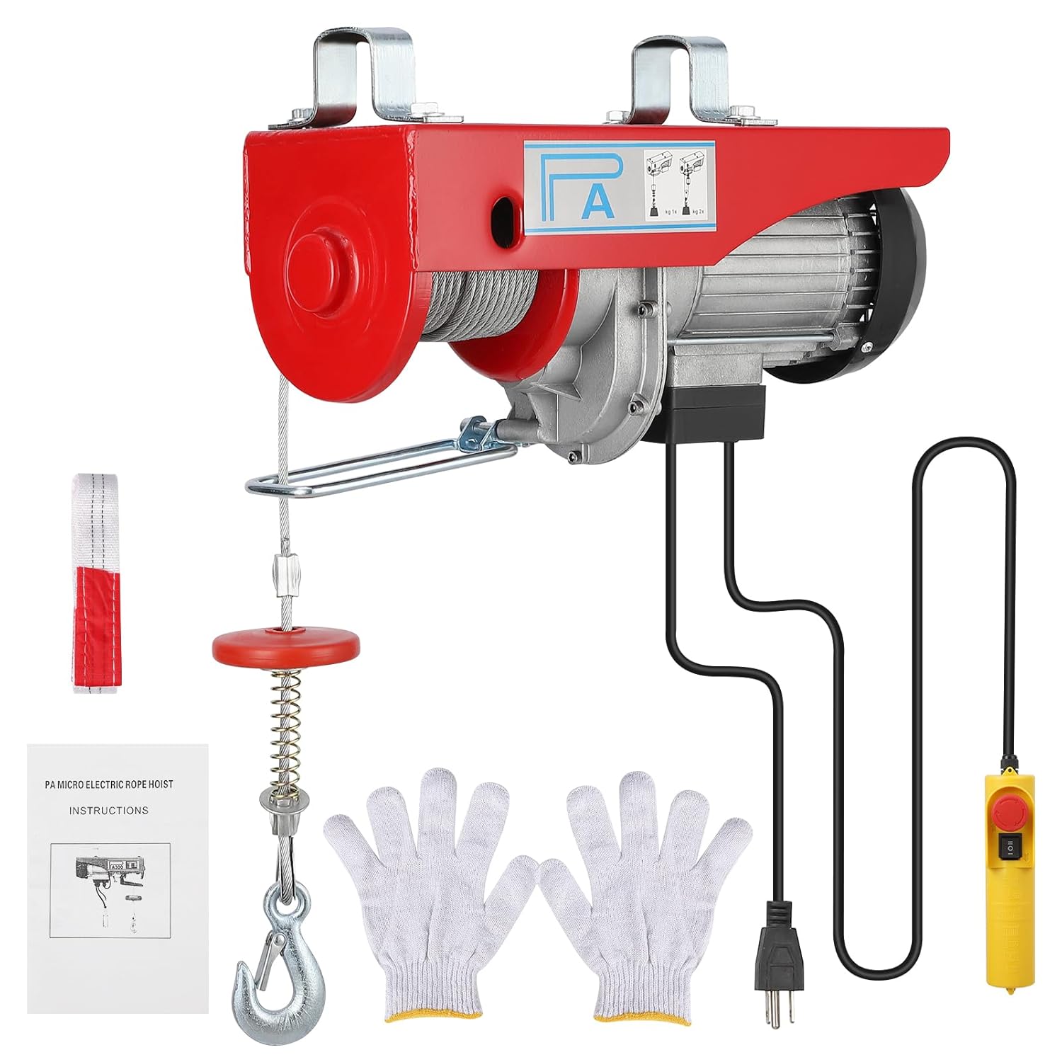 Electric Hoist 1760lbs, TROPOW Electric Hoist 39FT Single Cable Lifting Height, Electric Steel Wire Winch for Garage Warehouse Factory