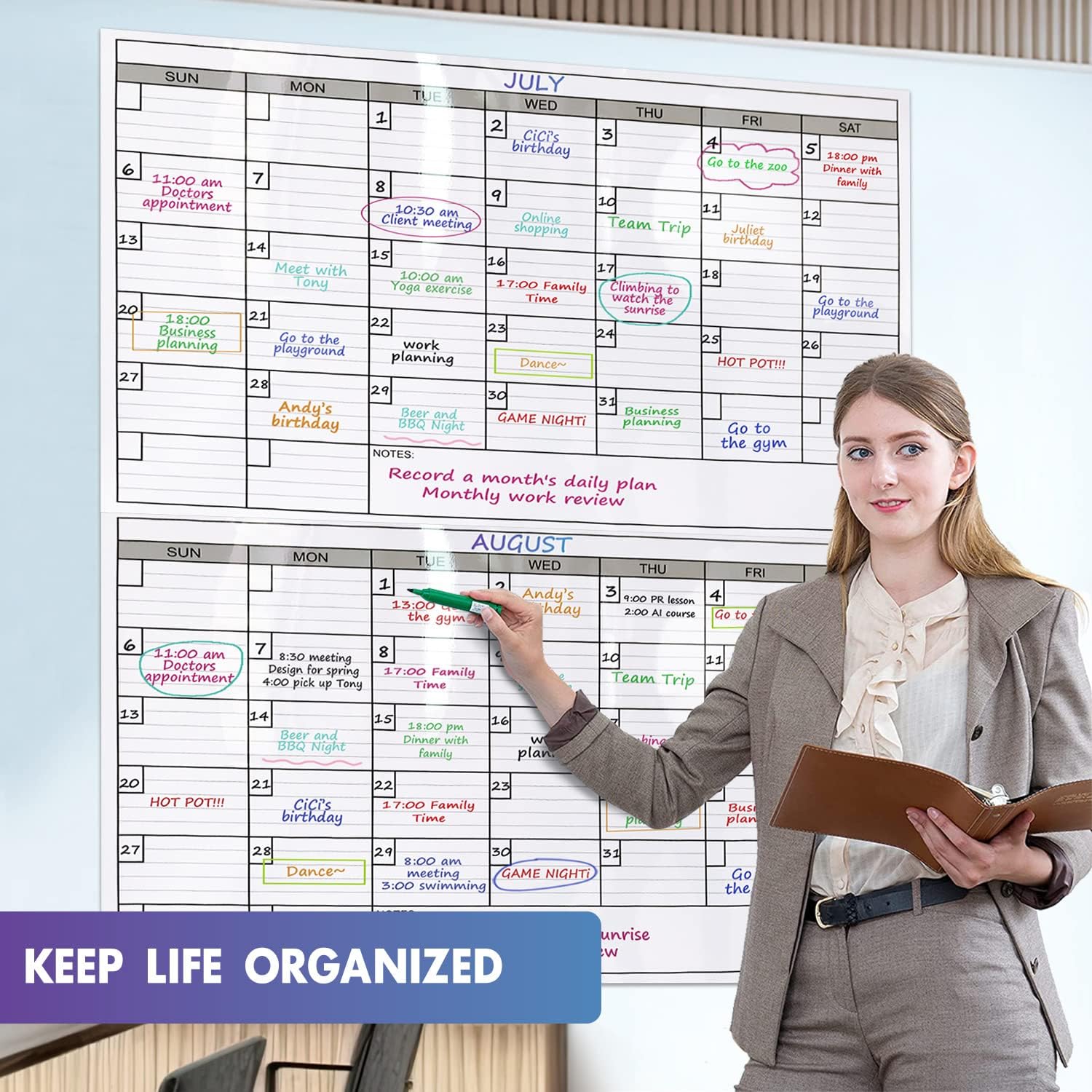 Dry Erase Two Month Laminated Wall Calendar 38" x 50" D611350
