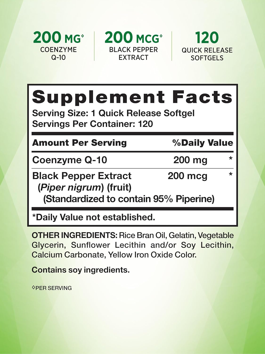 CoQ10 200mg Softgels with Black Pepper Extract by Nature's Truth X81616