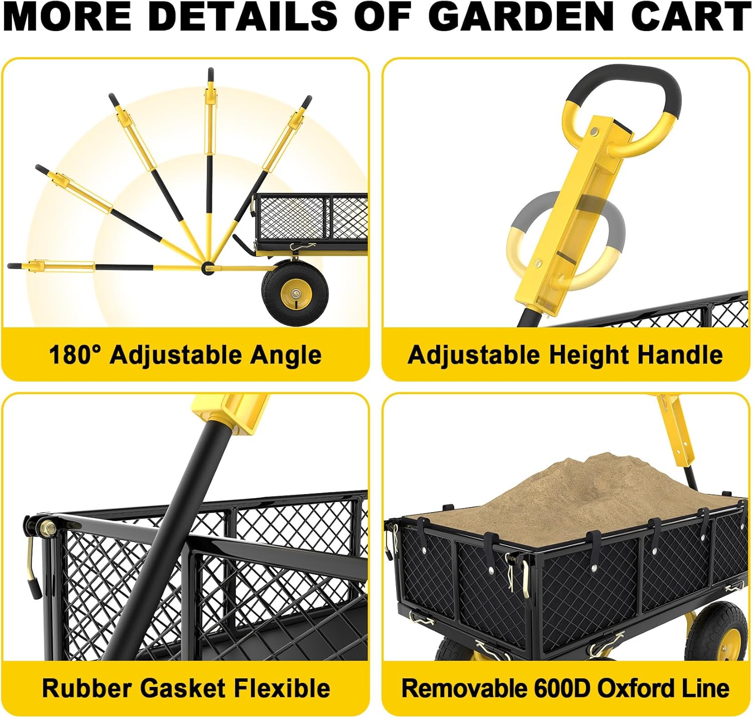 Heavy Duty 900 Lbs Capacity Mesh Steel Garden Dump Cart I542802