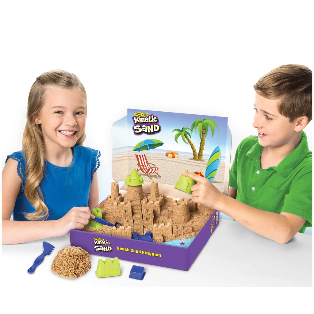 Kinetic Sand Beach Sand Kingdom Playset with 3lbs Sand, Molds and Tools E487