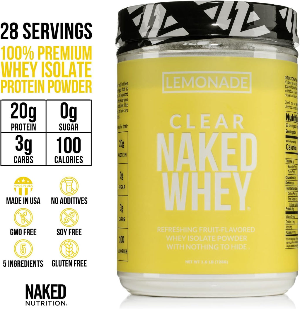 NAKED Clear Whey Protein Isolate, Lemonade, 28 Servings H478799