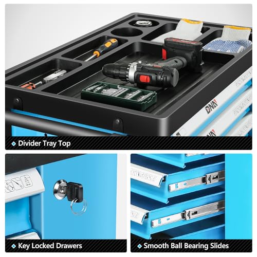DNA MOTORING 7-Drawer Rolling Tool Cabinet Chest with Keyed Locking System, Green M137