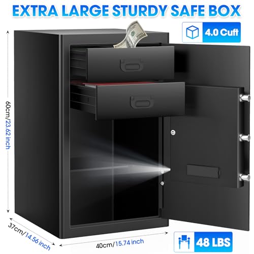 2.6 Cuft Fireproof Home Safe Box with Digital Keypad and Key J202