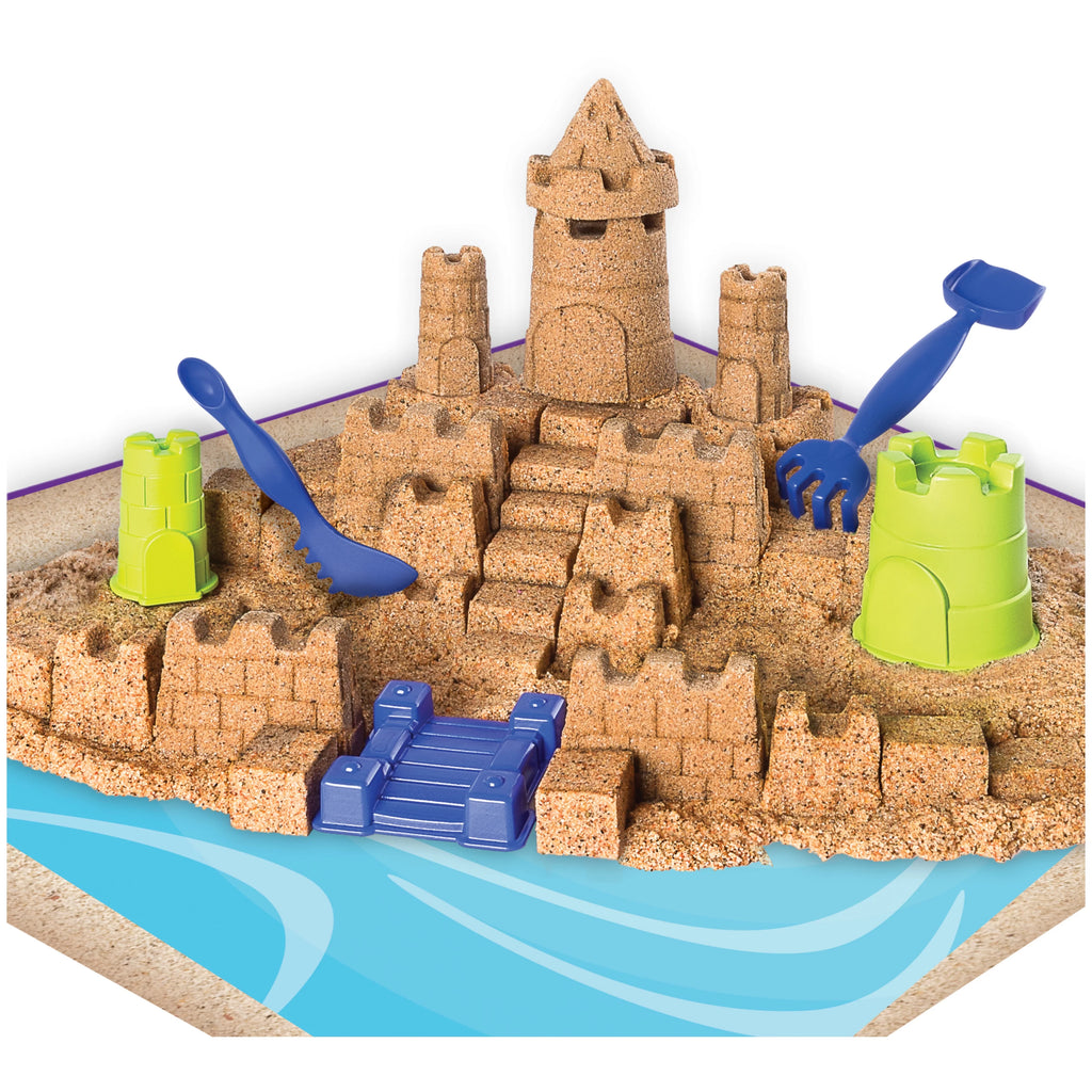 Kinetic Sand Beach Sand Kingdom Playset with 3lbs Sand, Molds and Tools E487