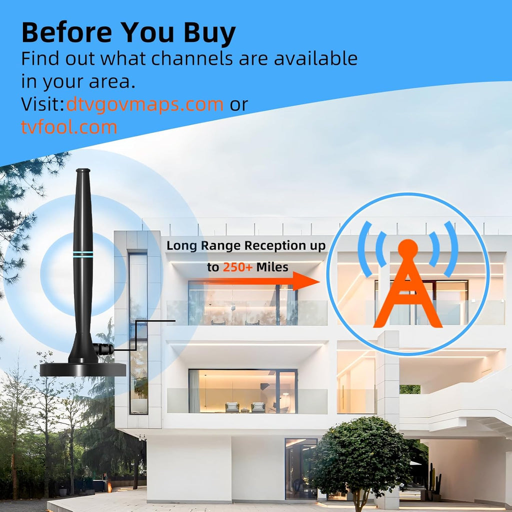 Amplified HDTV Indoor TV Antenna Long Range 4K 1080p W1895