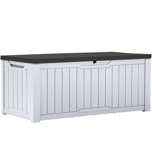 YITAHOME Outdoor Storage Box with Cushion, 120 Gallon, Lockable, Light Brown O374