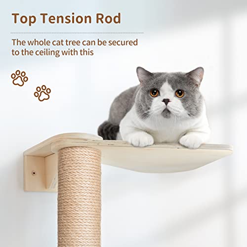 Wood Cat Tower Floor to Ceiling Adjustable with Scratching Post H64320
