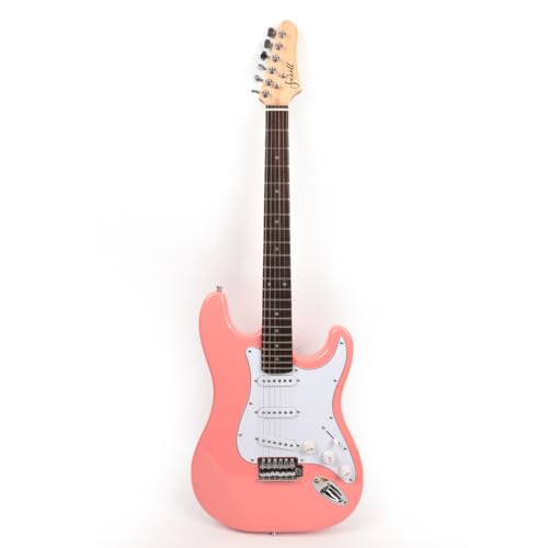 39 Inch Electric Guitar Basswood Body Maple Neck Genuine Rosewood Fretboard With Gig Bag (Basswood Body Pink Rock)