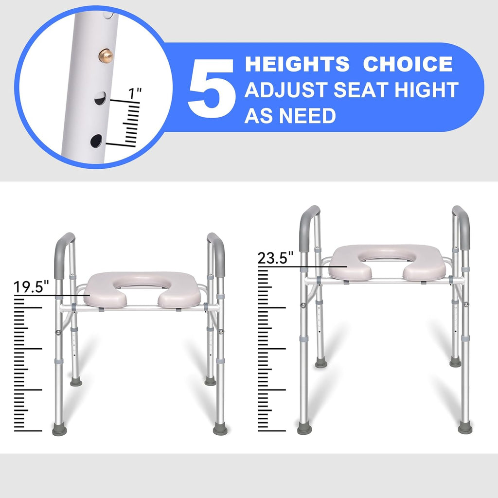 Raised Toilet Seat with Handles, Width Adjustable, 400 lbs Capacity for Seniors Z64238