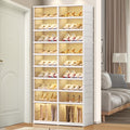 9 Tier Foldable Shoe Rack Organizer for Closet 18-36Pairs Plastic Collapsible Shoe Shelf for front door entrance Stackable Clear Folding Shoes Storage Boxes Tall Shoe Cabinet