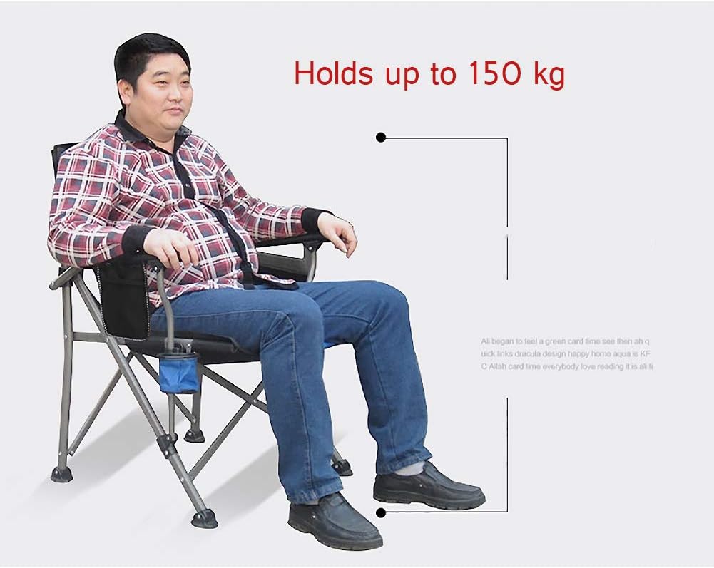 ASDFGH Heavy Duty Oversized Mesh Camping Folding Chair with Cup Holder, Blue J25900