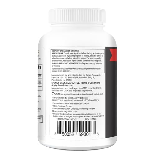 Qunol CoQ10 200mg Softgels, Ultra High Absorption Coenzyme Q10 Supplement, 60 Count L364099