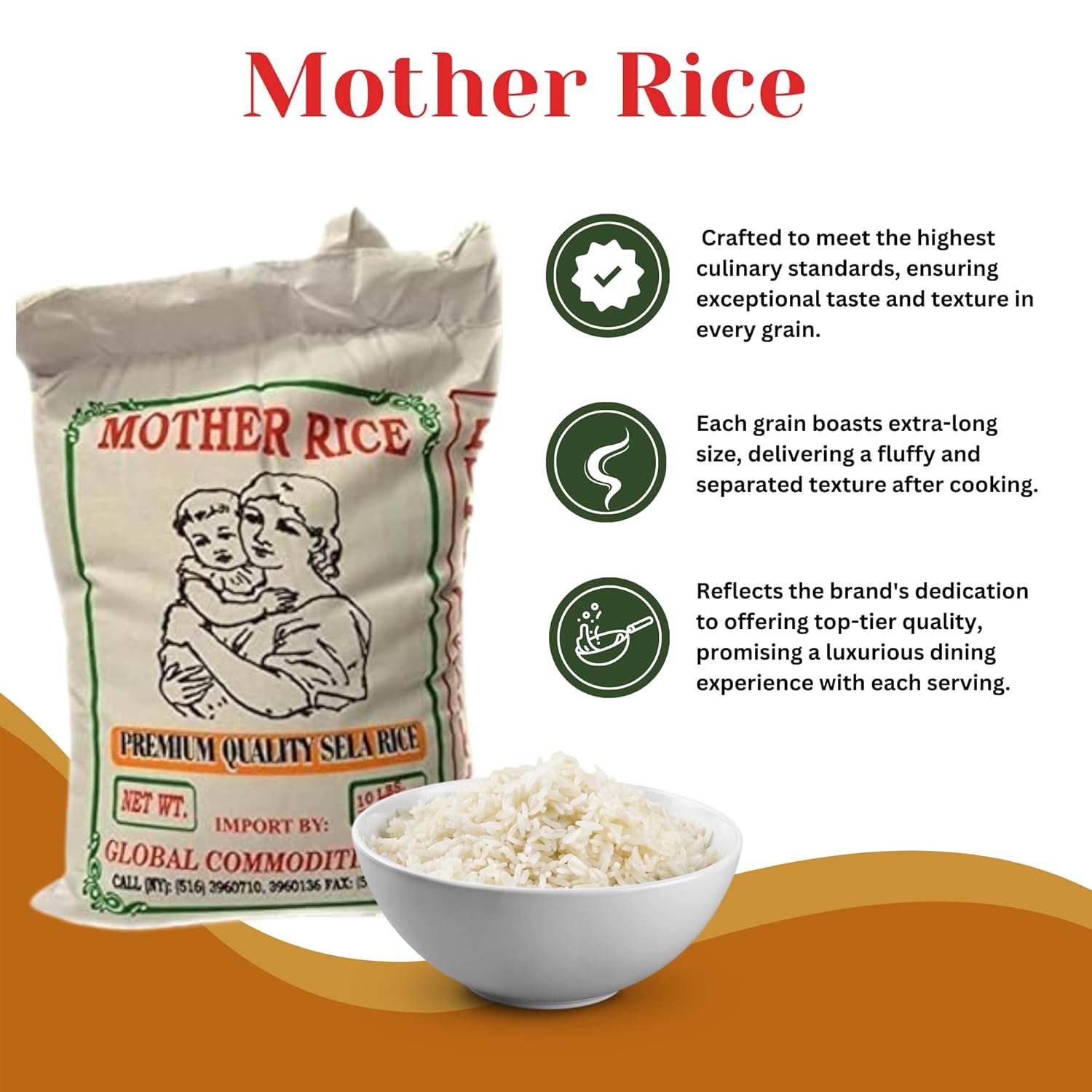 Mother Basmati Sela Rice by Aahubarah Extra-Long Grain 10lb C14337