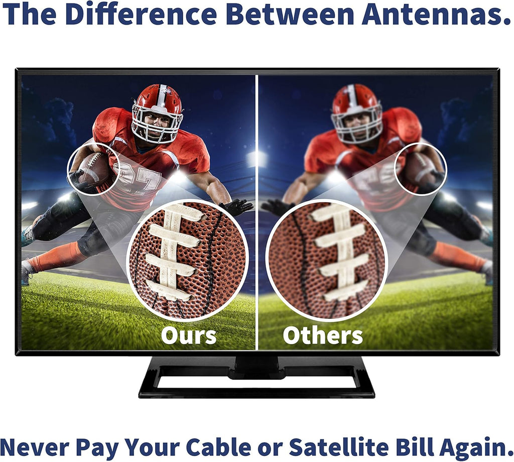 150 Miles Amplified Outdoor TV Antenna with 60FT RG6 Cable and Remote A418