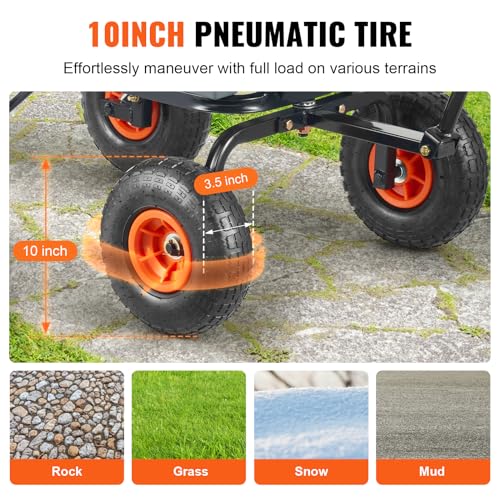 VEVOR 600lbs Poly Garden Cart Dump Wagon with 10in All Terrain Wheels W644