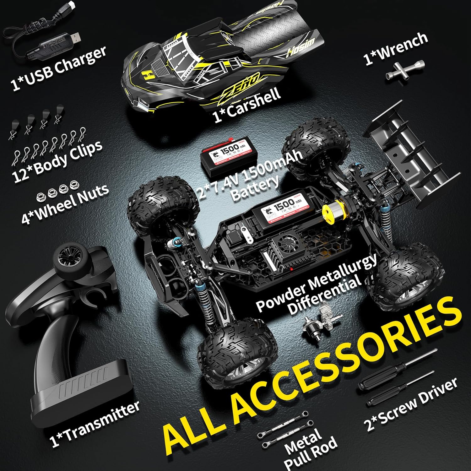 Hosim 1:10 Scale Brushless RC Car & Truck for Adults J225