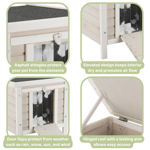 TRIXIE Outdoor Cat House Weatherproof Shelter with Raised Floor, Gray Fir Wood M6933