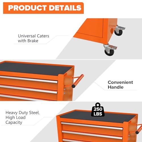 5-Drawer Rolling Tool Cart with Wheels, Black V51953