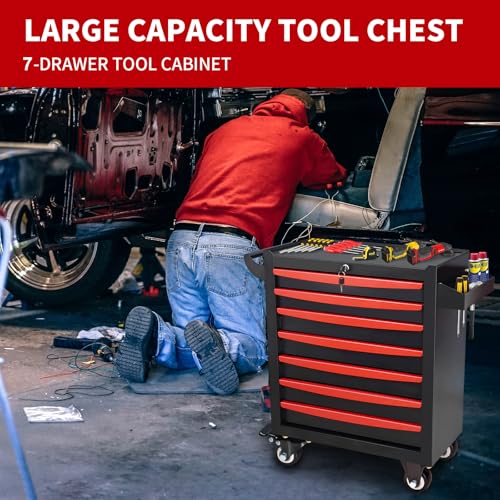 Rolling Tool Chest, Metal Tool Box with 5 Drawers, Lockable Garage Storage Cabinet Q978