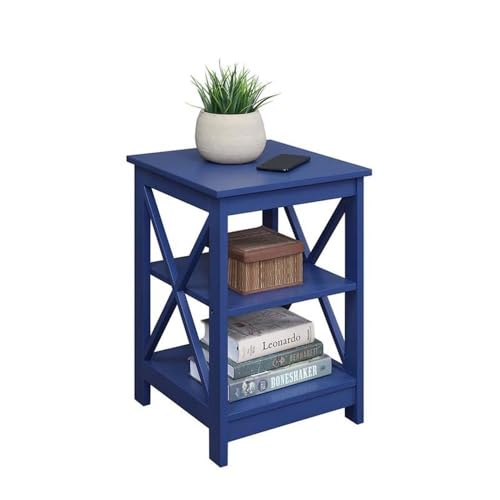 Convenience Concepts Oxford End Table with Storage Shelves, White Faux Marble/Black N969