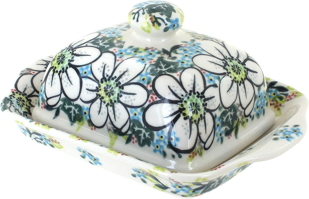 Blue Rose Polish Pottery Ariel Square Butter Dish