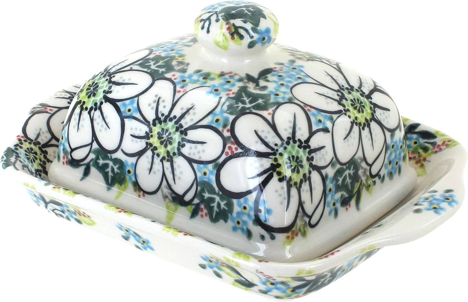 Blue Rose Polish Pottery Ariel Square Butter Dish