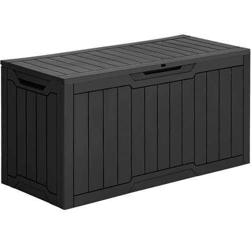 YITAHOME Outdoor Storage Box with Cushion, 120 Gallon, Lockable, Light Brown O374