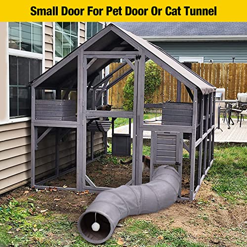 Aivituvin Cat House Outdoor Catio with Large Door, Wooden Cat Cage Indoor Playpen, 70 Inch I919236