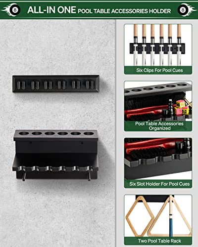 Wall Mount Pool Cue Rack Holder for 6 Sticks C931760