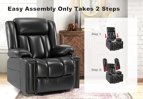Dual Motor Power Lift Recliner Chair for Elderly with Heat and Massage, Black C981783