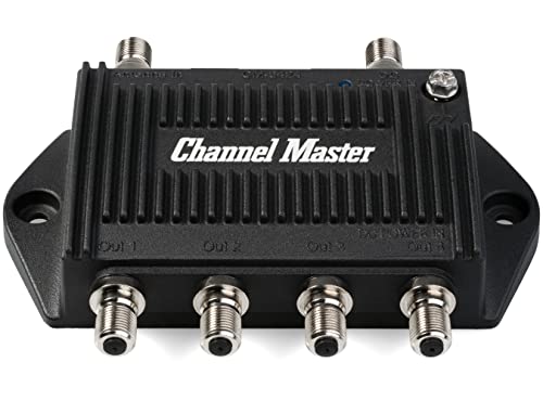 Channel Master TV Antenna Distribution Amplifier, 4 Outputs, Black T548