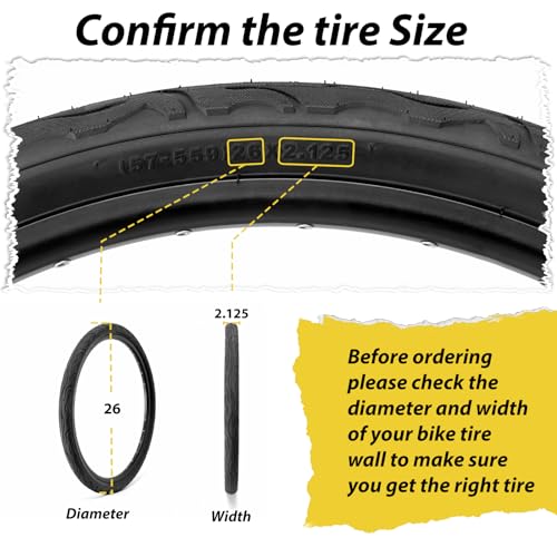 MOHEGIA Cruiser Bike Replacement Tire 26x2.125 inch Puncture-Resistant Folding B549542