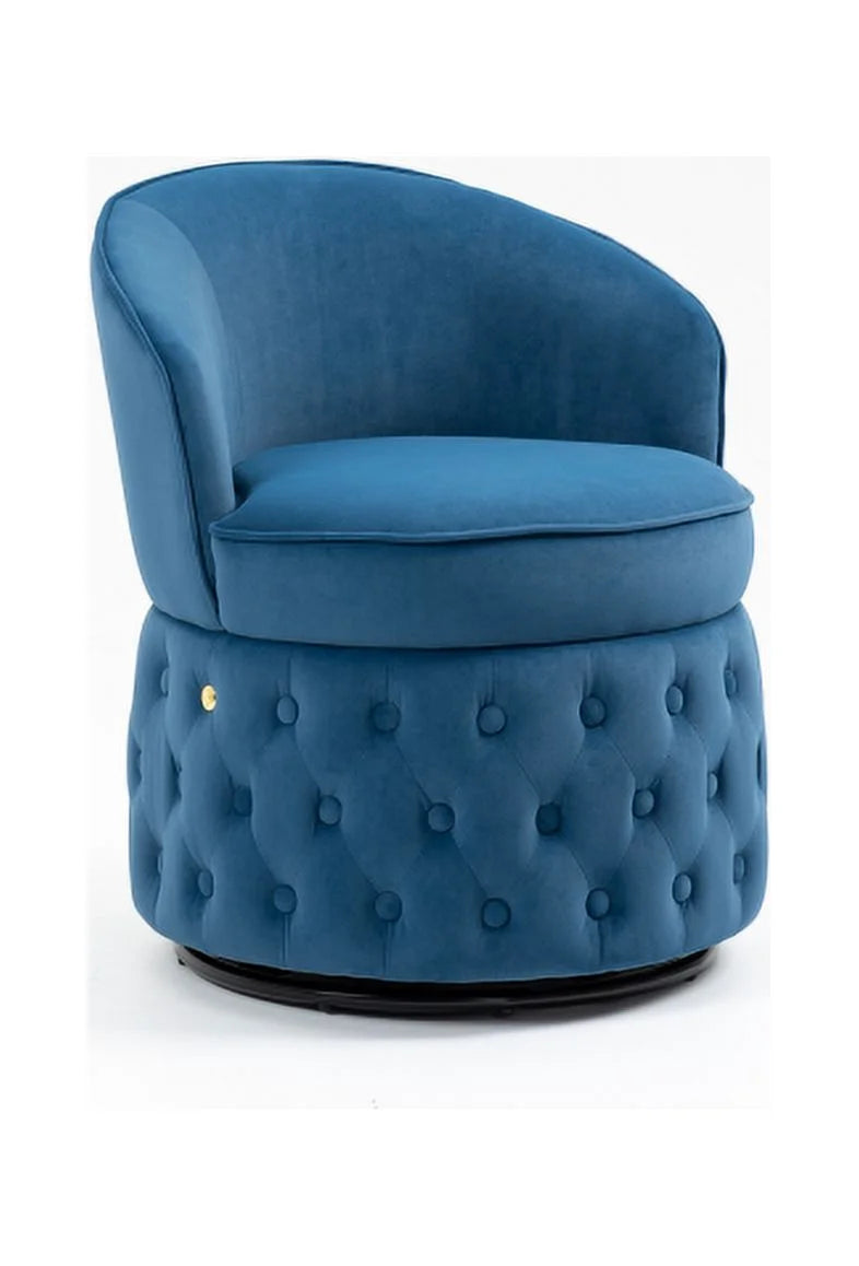 Villeston Swivel Velvet Barrel Accent Chair with Armrests, Beige P136388