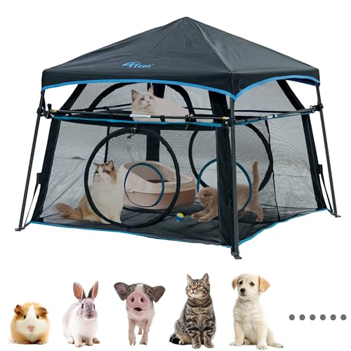 X-Large Catio Outdoor Cat Enclosure and Cat Tower Tent, 3-Tier Portable Foldable, Two Doors Z502328