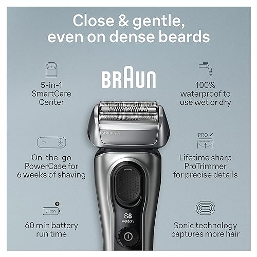 Braun Series 8 8577cc Electric Razor for Men, 5in1 SmartCare Center, Wet & Dry C91019