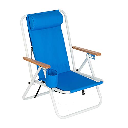 Folding Beach Chair for Adults with Cup Holder, Blue F477648