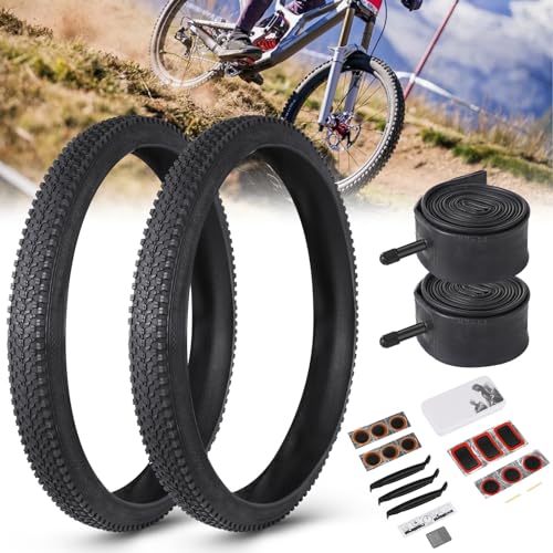 Bike Tires Replacement Kit: 24/26x1.95 Inch Folding Bicycle Tire with Bike Tubes and Tire Levers for MTB Mountain Bicycle(2 Packs)