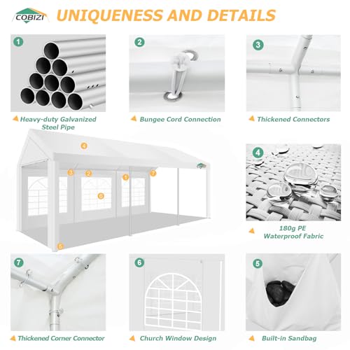 COBIZI 20x40 Party Tent Heavy Duty with Removable Sidewall, White S4012