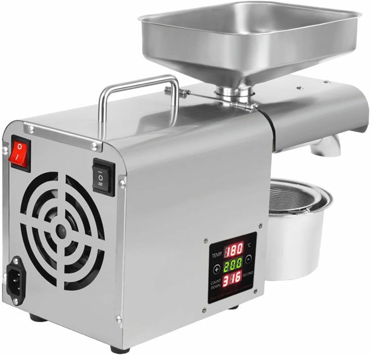 Oil Press Machine 110V 610W Stainless Steel with Temperature Control H910097