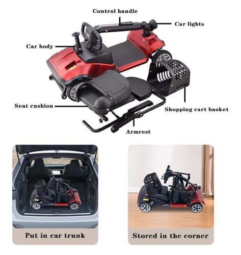 4 Wheel Mobility Scooter for Seniors with Lights, Collapsible Travel Scooter with Basket, Black C69422